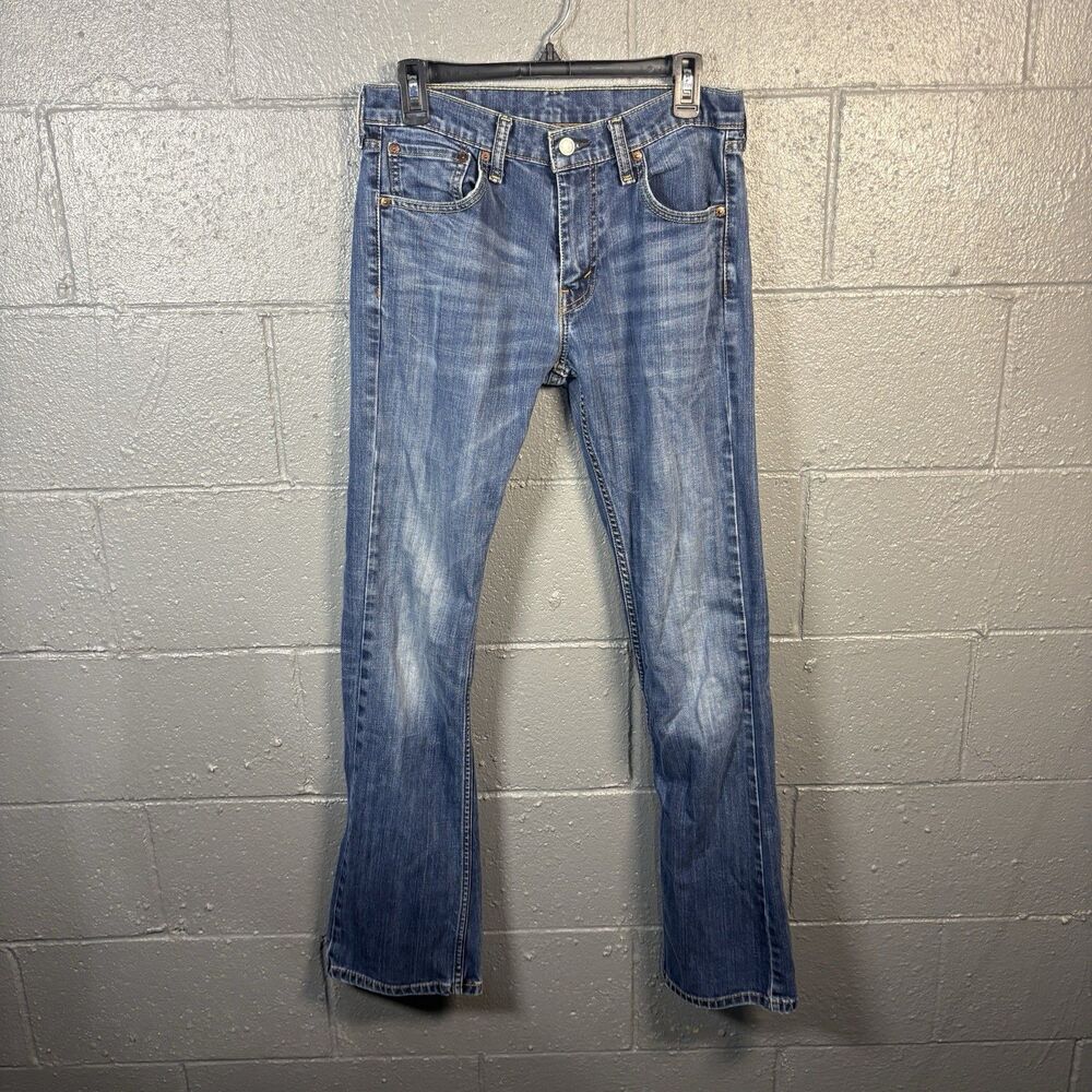 Levi's 527 Bootcut Jeans Men's 31x34 Blue Medium Wash Stretch Denim Distressed